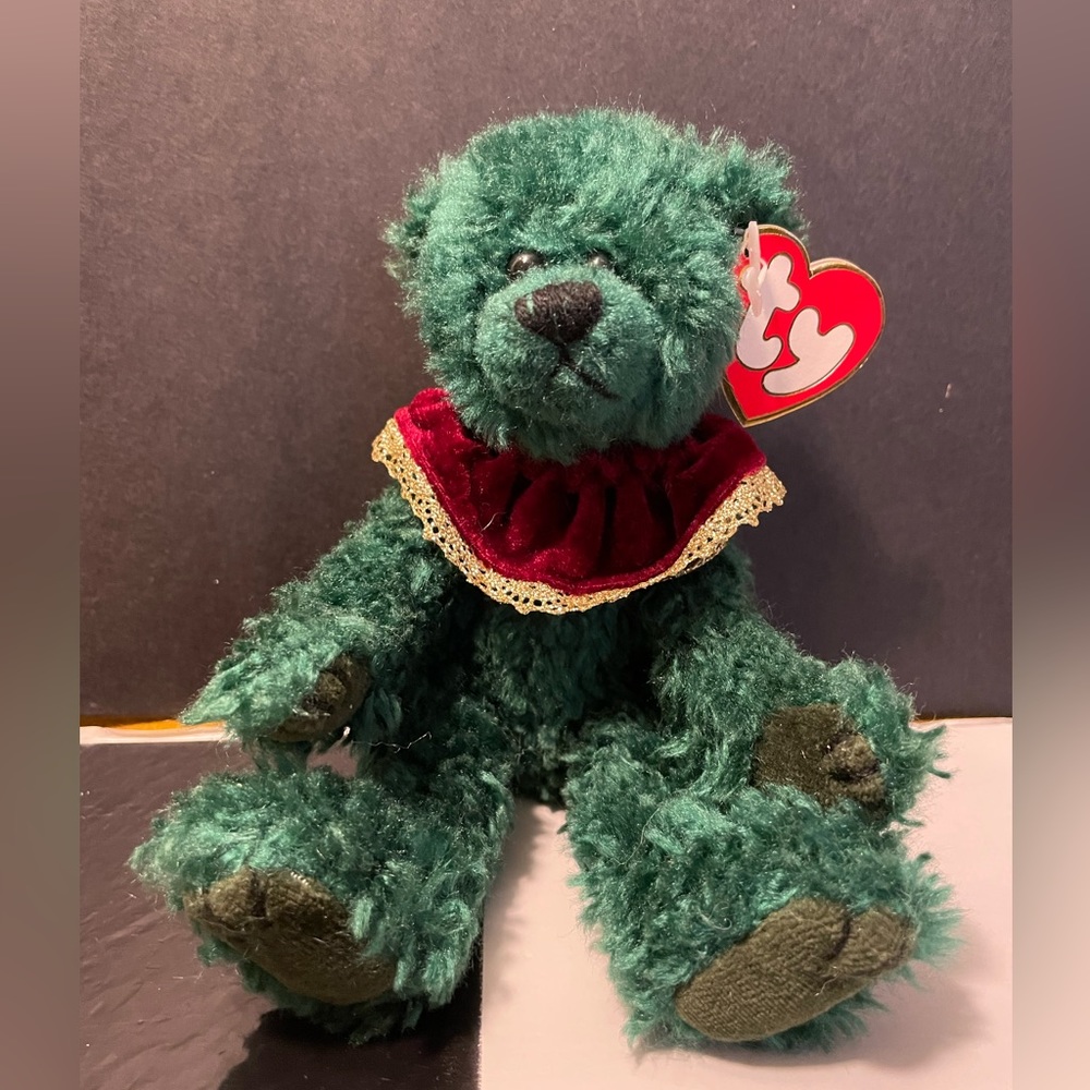 Ty Attic Treasures Laurel Holiday Green Bear Retired 1993